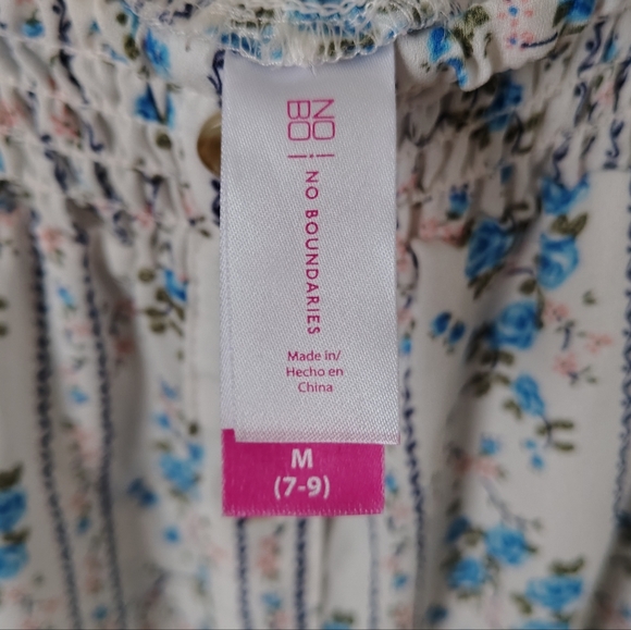 No Boundaries Women's Medium Floral Short-sleeve Blouse Criss Cross Back - Picture 5 of 7